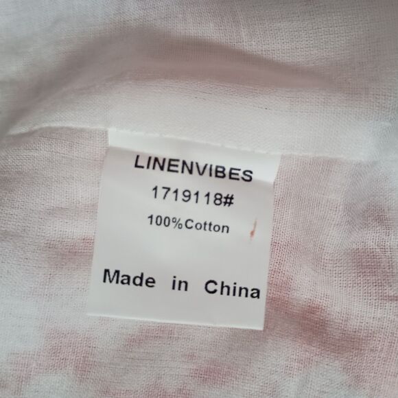 Linen Vibes Crop Jacket Top Long Sleeve Cotton Ivory Red Womens Medium - Picture 4 of 5